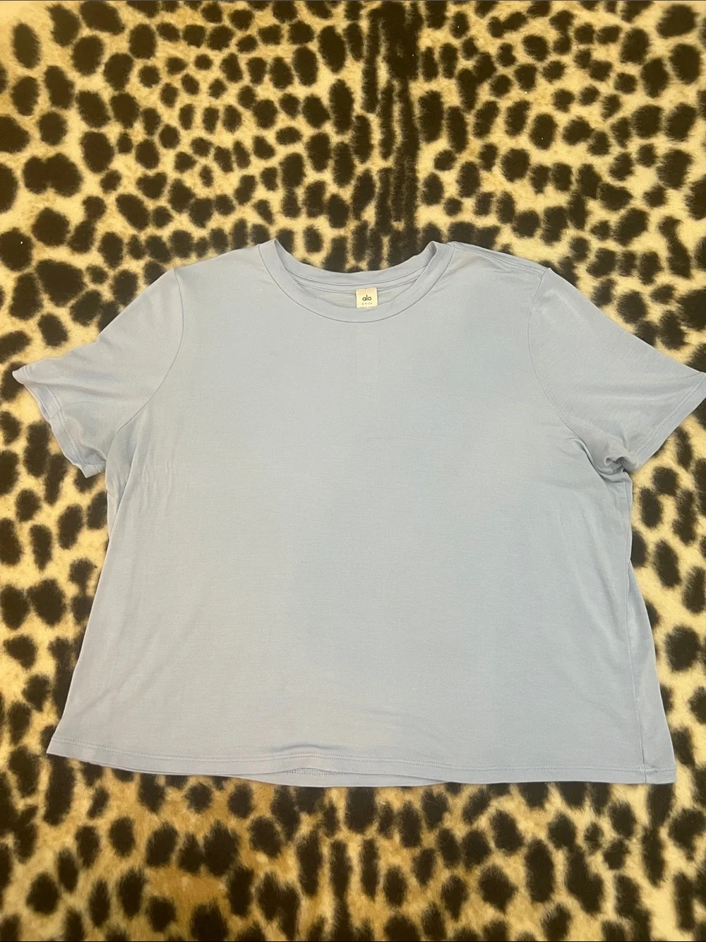 Alo Yoga Seashell Blue Cropped All Day Short Sleeve Small